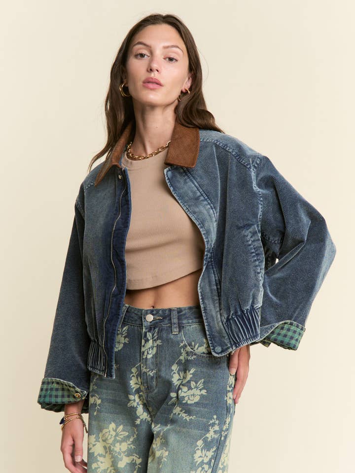 Mineral Washed Corduroy Button Jacket for wholesale by J.NNA