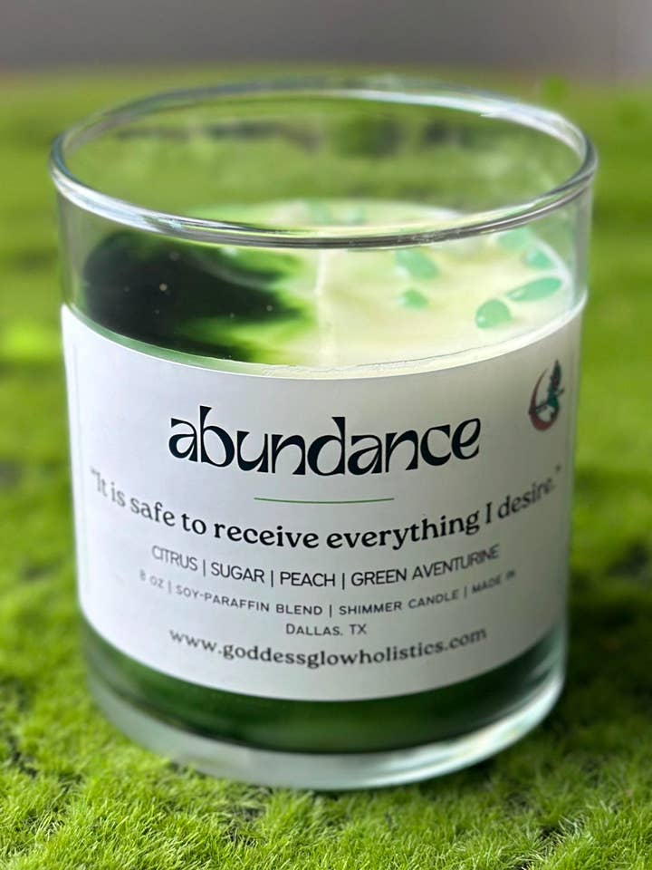 Abundance Affirmation Candle - Citrus, Peach, and Sugar for wholesale by Goddess Glow Holistic Care