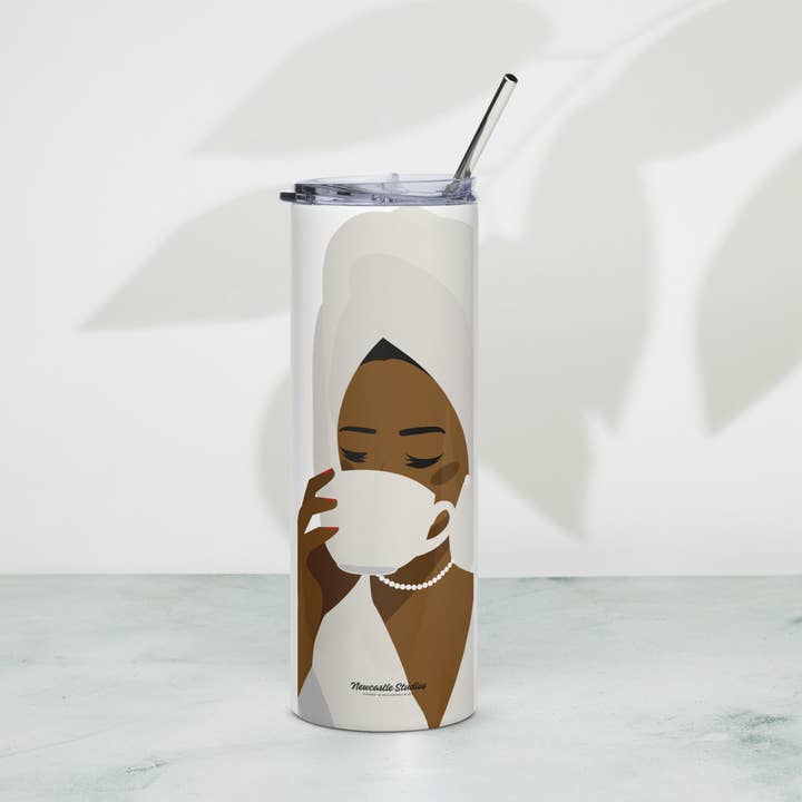 "Sips Tea" Slim Tumbler w/ Straw for wholesale by Newcastle Studios