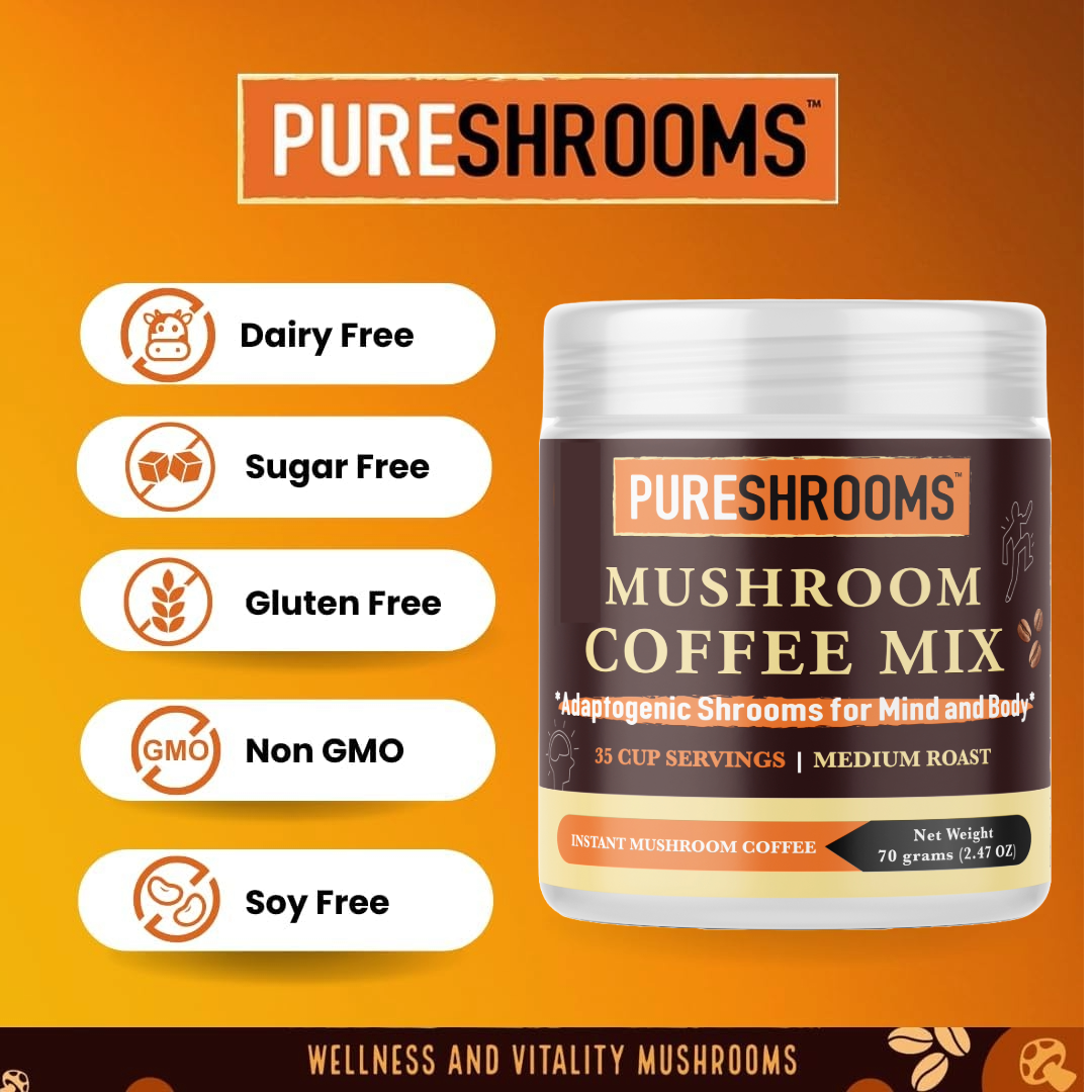 PureShrooms Inc. - Wholesale Instant Coffee/Espresso - Mind & Body Instant Mushroom Coffee 35 and 50 Servings6
