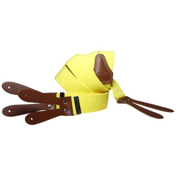 Pierre Mouton - Wholesale Belt - Unisex - Strong Yellow Braces with Leather 140cm | Handmade0