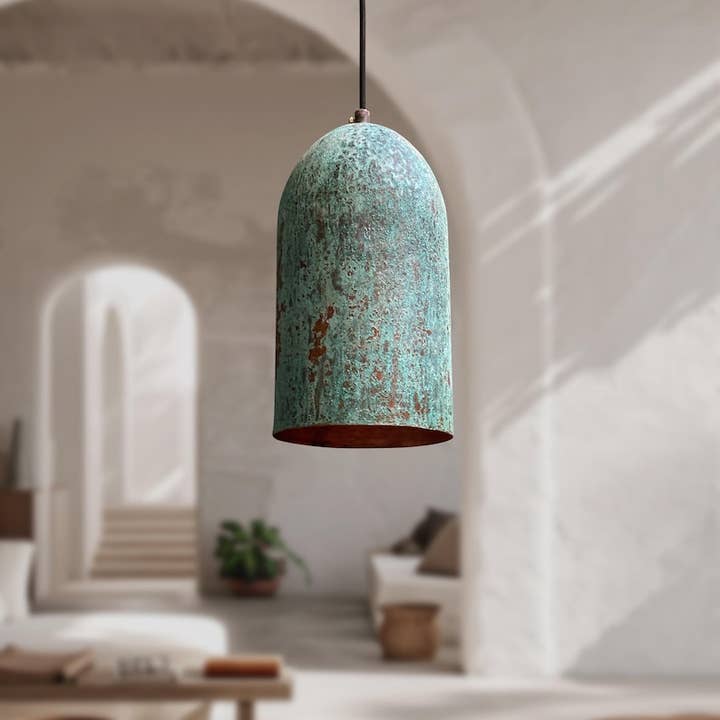 SaharaKesh – wholesale Chandelier/hanging light – Set of 3 Green Patina Copper Farmhouse Pendant Light