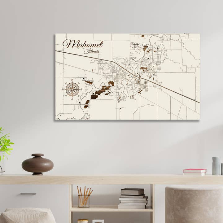 Illinois: Mahomet Street Visa karta för wholesale av Fire & Pine