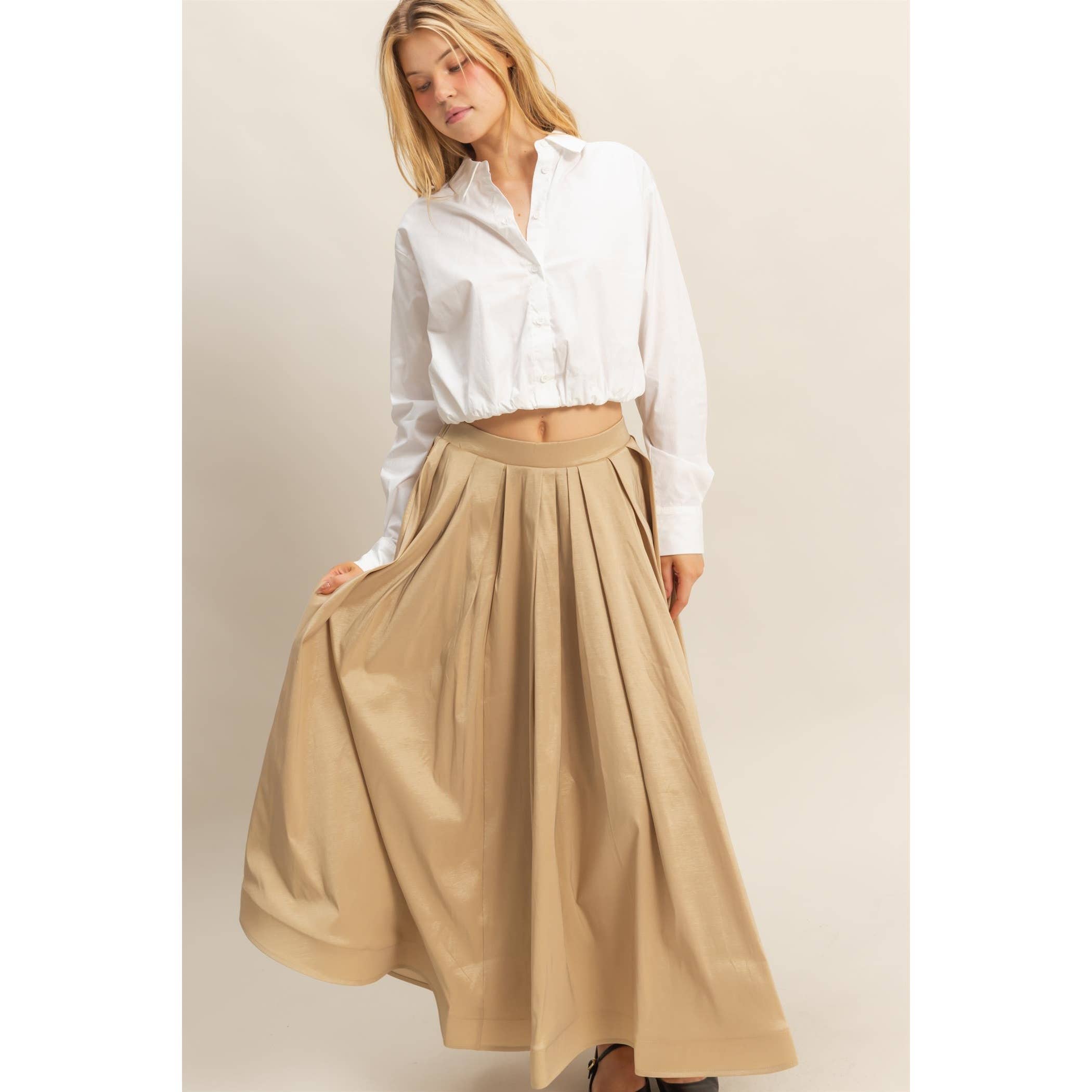 HYFVE - Vendita all'ingrosso Gonna - Donna - Gonna midi a pieghe classica a trapezio9