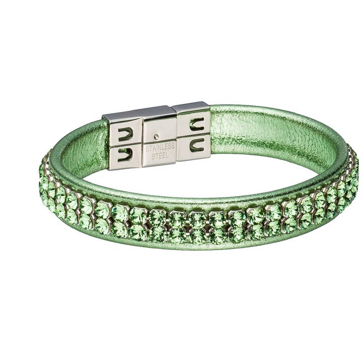 Leren armband „Mesh” single green voor wholesale door Crocus