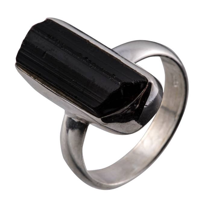 Good Vibes Black Tourmaline Sterling Ring for wholesale by Saraswati Imports