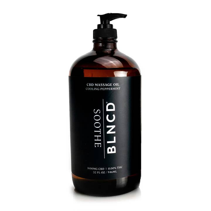 BLNCD CBD Soothe Massage Oil Soothe 32oz 1600mg w/ Pump for wholesale by BLNCD Naturals CBD