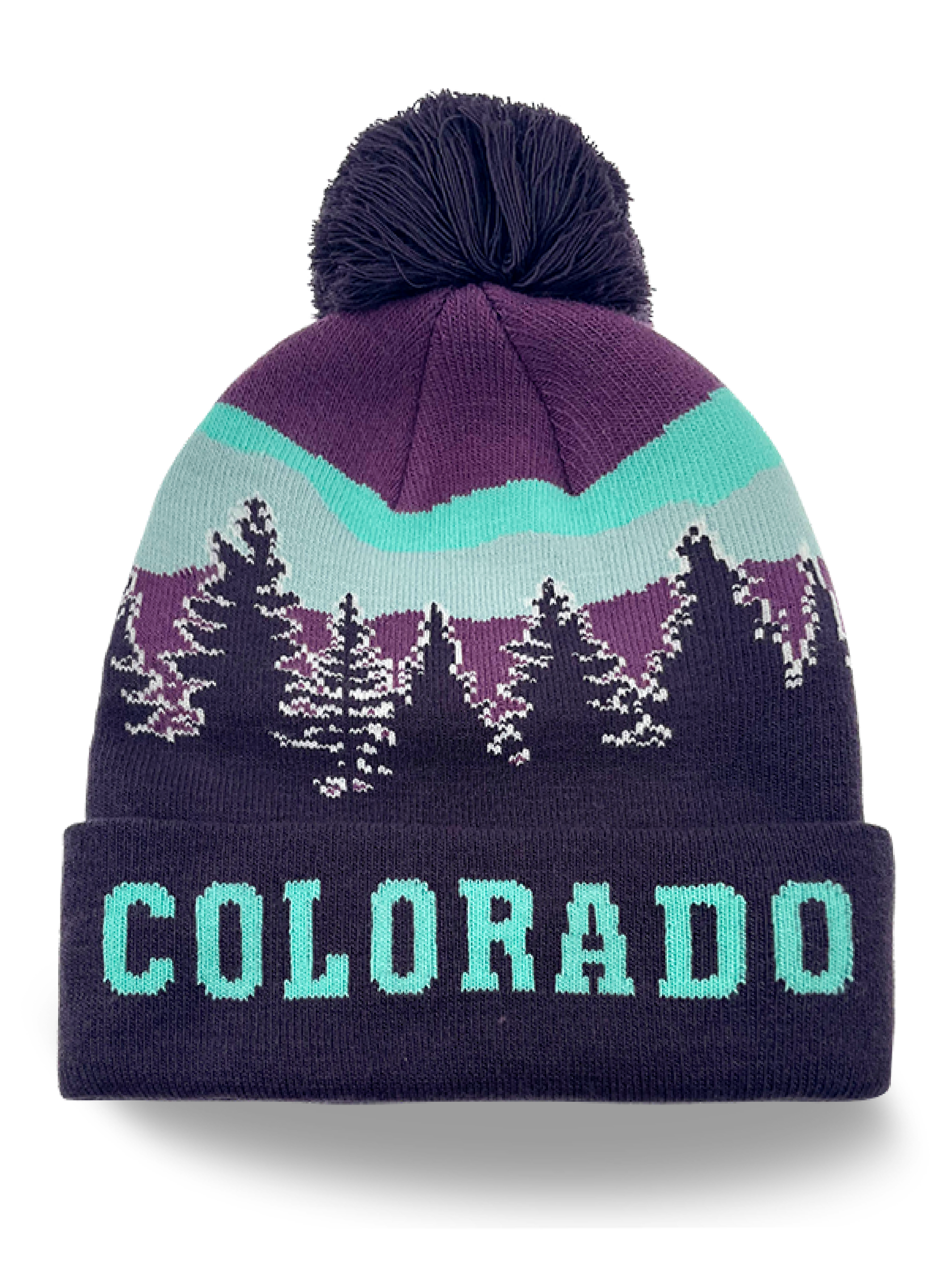 Northern Icons Creations INC - Vente Bonnet – unisexe - Bonnet à pompon tricoté souvenir de coucher de soleil sur les montagnes du Colorado, chapeau d'hiver en plein air.2