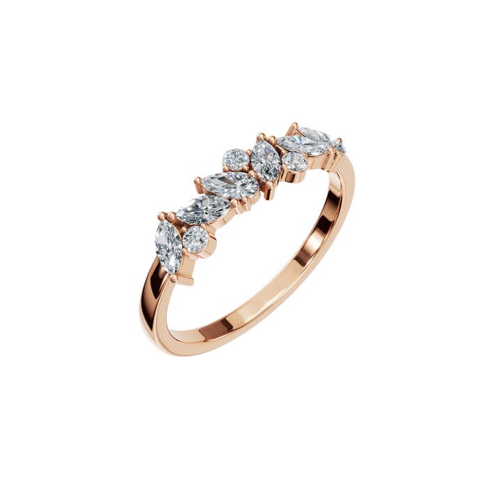 PureYou Jewelry - Wholesale Multi-Stone Ring - 14k Gold Diamond Cluster Ring, Diamond Wedding Band10