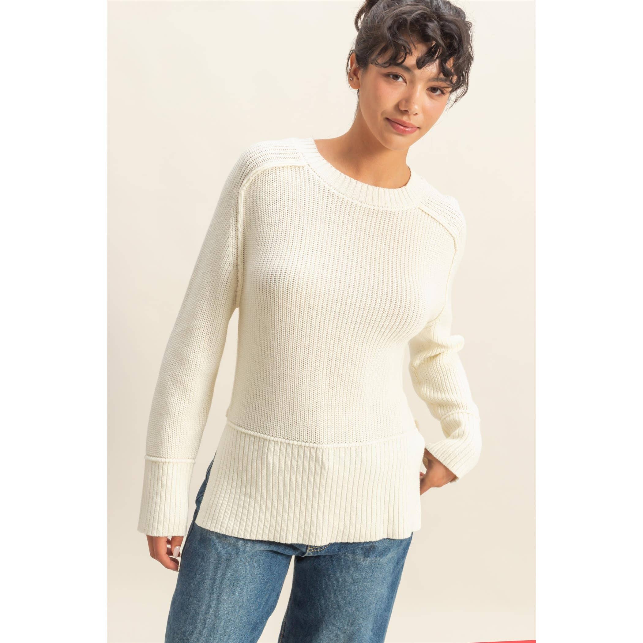 HYFVE - Wholesale Knit Sweater - Women's - Raglan Long Sleeve Side Slit Sweater20