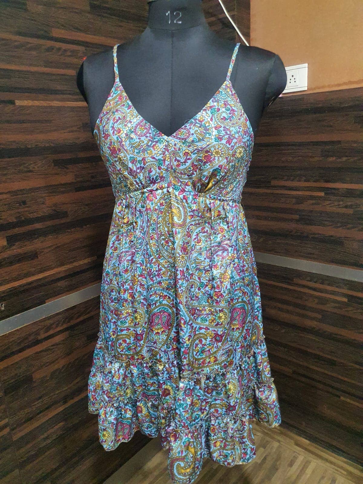 Meghcraft - Wholesale Dress - Women's - Silk Short Maxi Dresses-Smocking Back Style Silk Mini Dress9