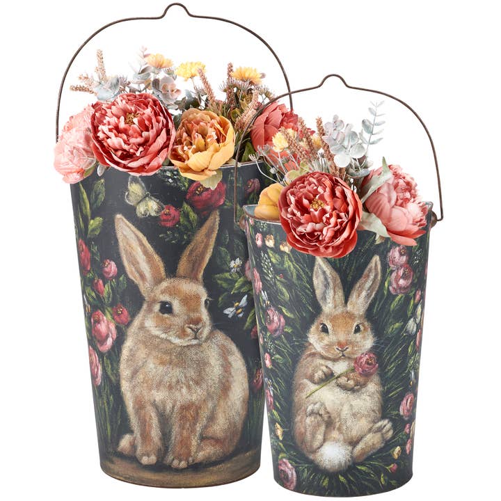 Bunny Wall Bucket Set for wholesale by Primitives by Kathy