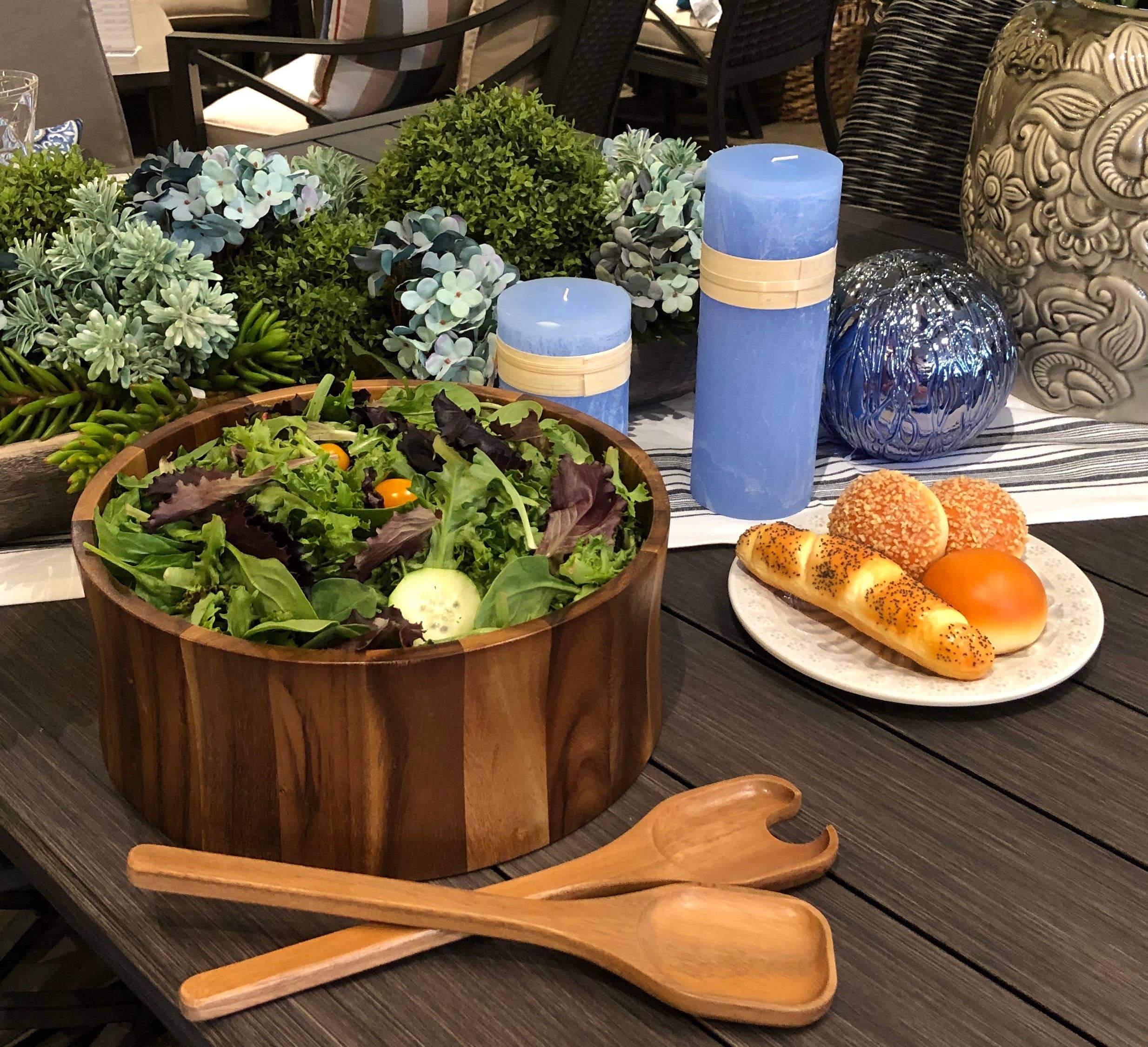 Kalmar Home - Wholesale Serve Bowl - 7 Pc Extra Large Salad Bowl w Servers & 4 Ind -328C-71