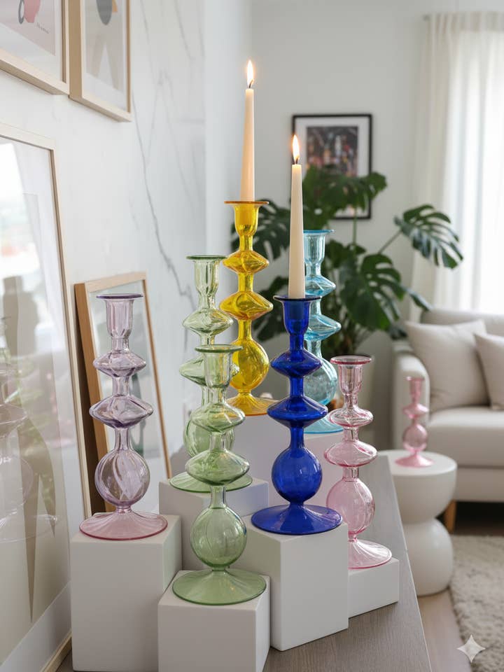 Handblown Onda Ball-Shape Swirl Glass Candle Holders for wholesale by Arabazaar Gallery LLC