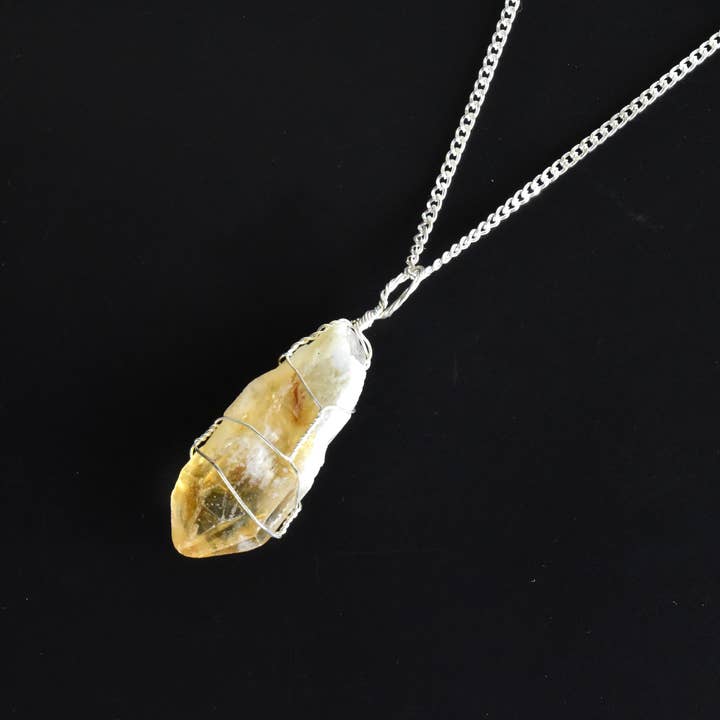 Soothing Crystals - Wholesale Individual Charm/Pendant - Raw Citrine Pendants, Rough Citrine Wire Wrapped Pendants