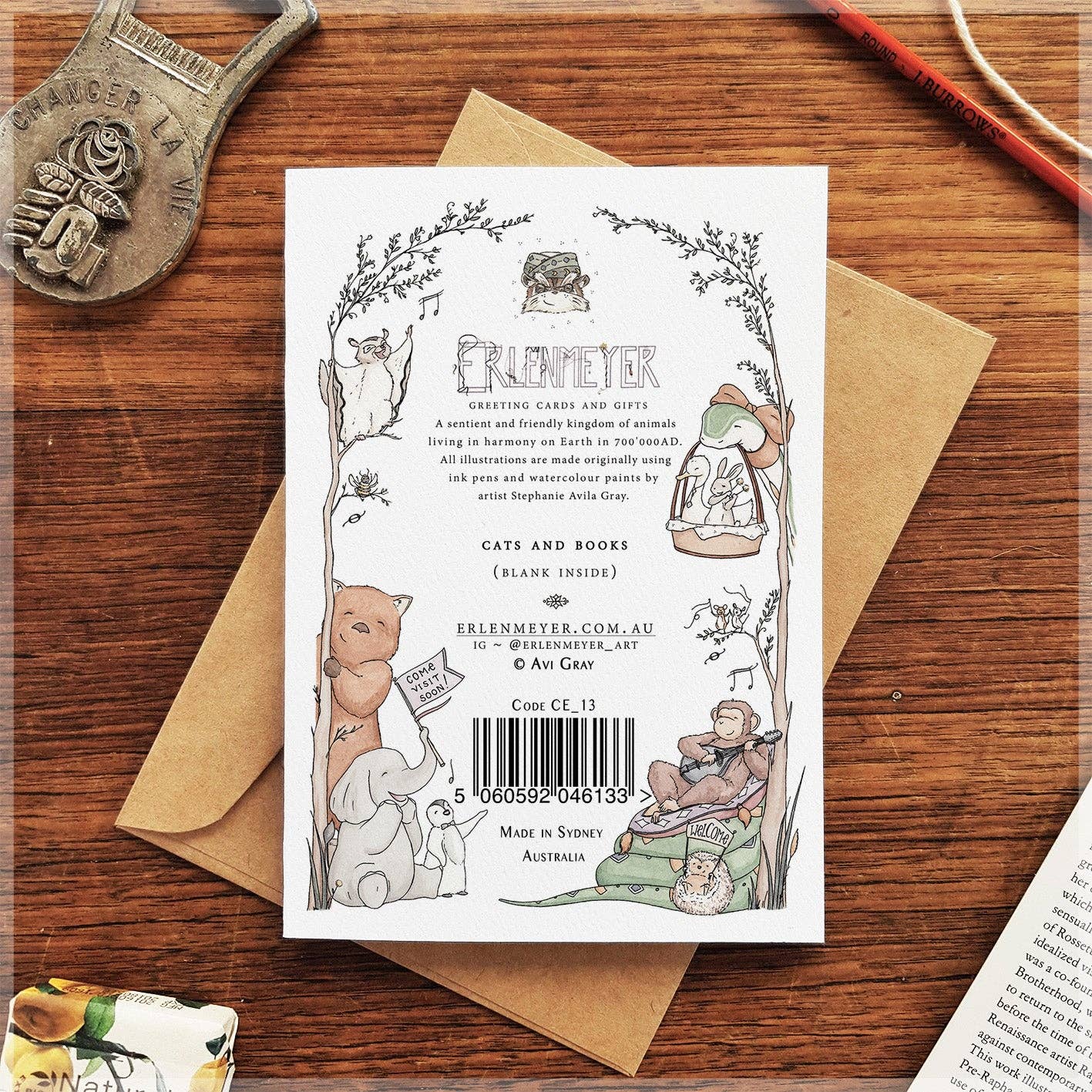Erlenmeyer Art - Vendita all'ingrosso Biglietti di auguri generici - Gatti e libri - Biglietto di auguri1