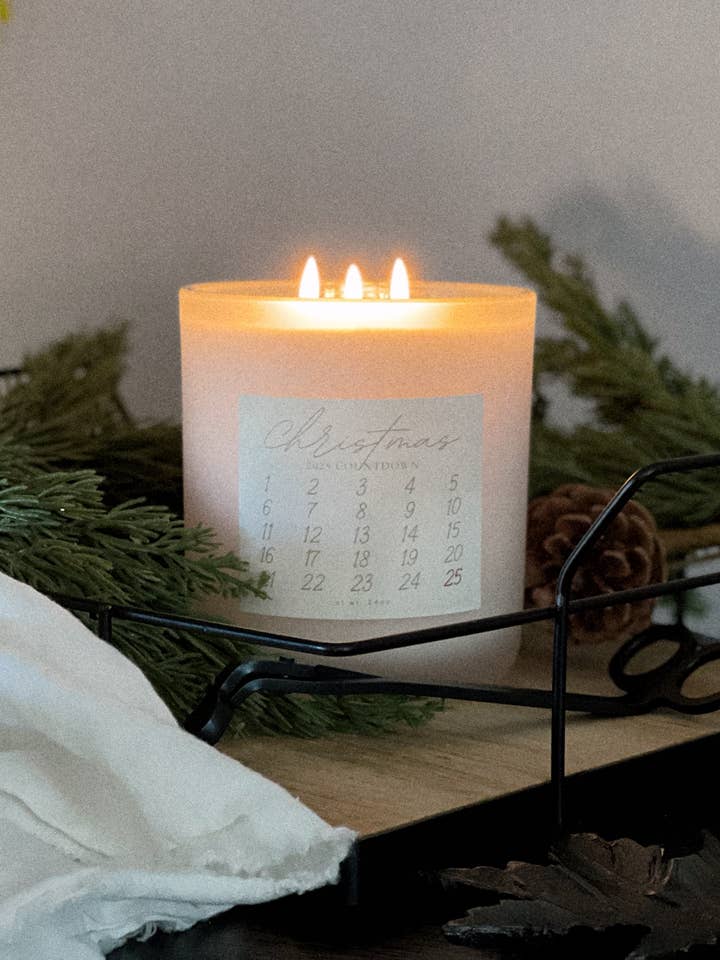 24oz Christmas Advent Candle for wholesale by Happy Little Flame