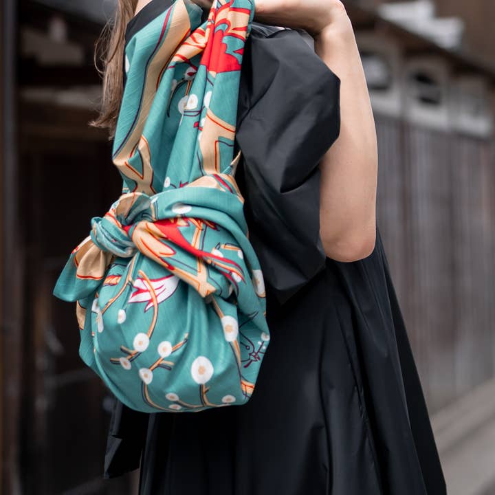 KOTO - Wholesale Gift Bag - Wrapping cloth(Furoshiki)—L—HANAKUI BIRD PATTERN-GREEN1