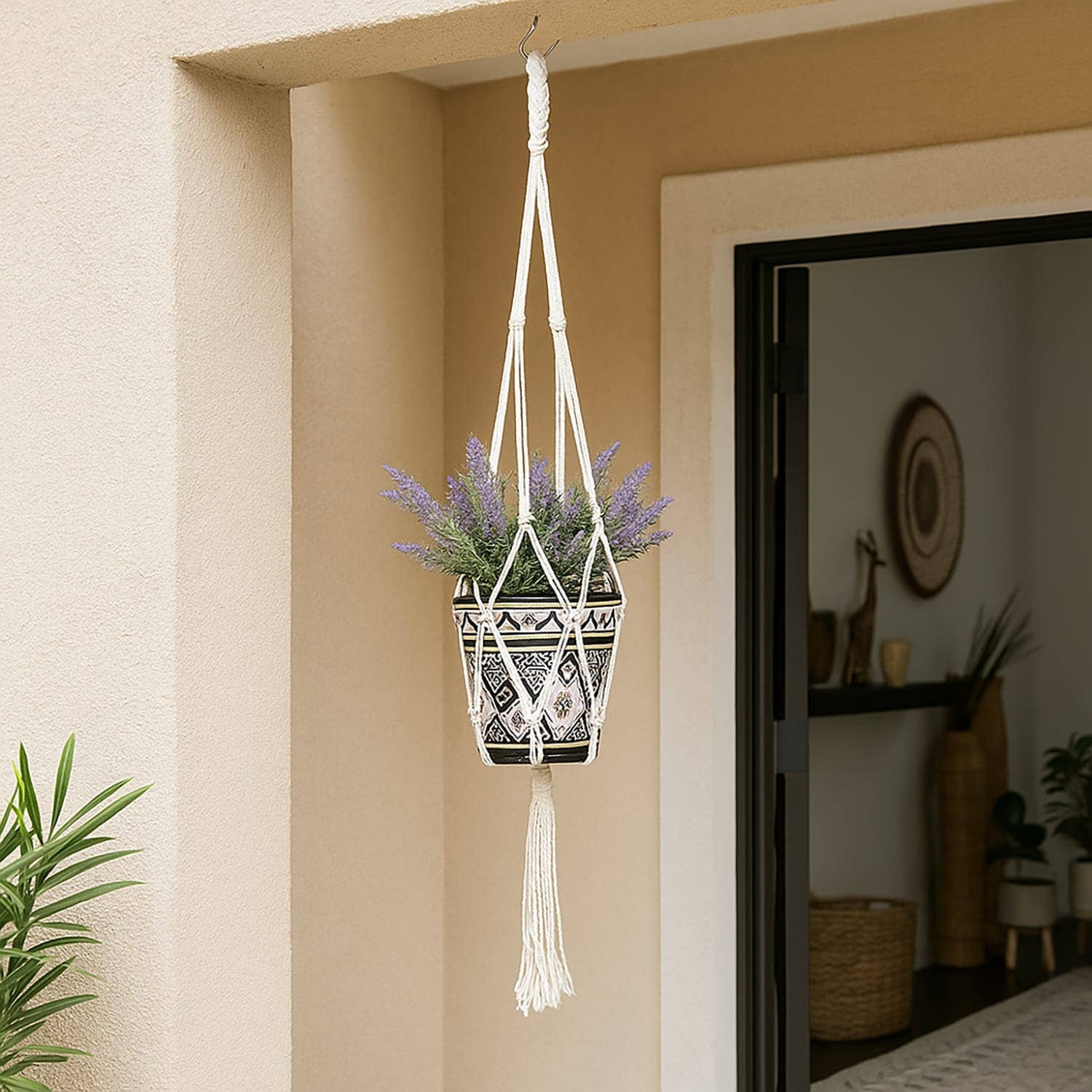 Etnico del Mondo – Engroshandel Hængende plantekasse – Stor Klassisk Håndlavet Macramé Planteholder #11