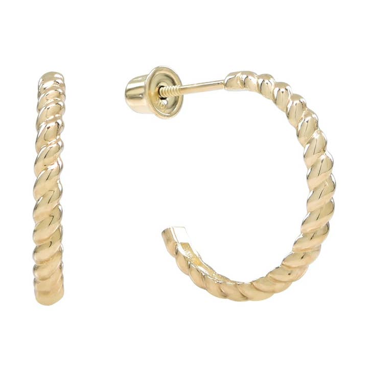 10k Solid Gold Twisted Hoop Studs for wholesale by Ofina Jewelry