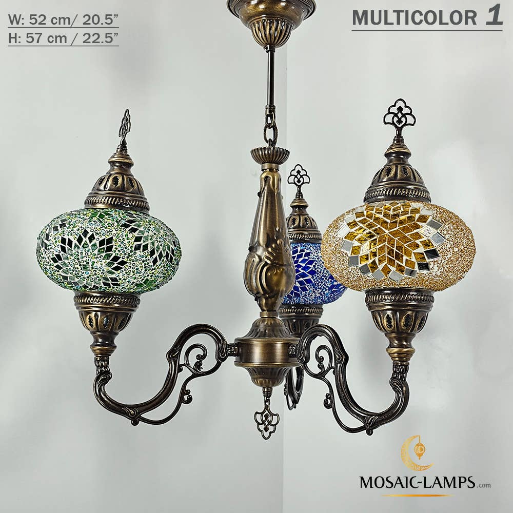 Mosaic Lamps – Candeeiro/lâmpada suspensa por atacado – Mosaico 3 Globo Feito à Mão Turco Marroquino Árabe Oriental Boh9