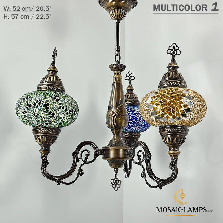 Mosaic Lamps – Candeeiro/lâmpada suspensa por atacado – Mosaico 3 Globo Feito à Mão Turco Marroquino Árabe Oriental Boh9