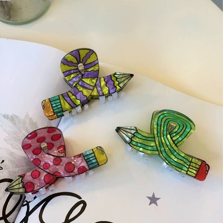 ACCITY - Wholesale Hair Clip - Women's - CUTE CANDY COLORED PENCIL CLAW HAIR CLIP_CWASC1586