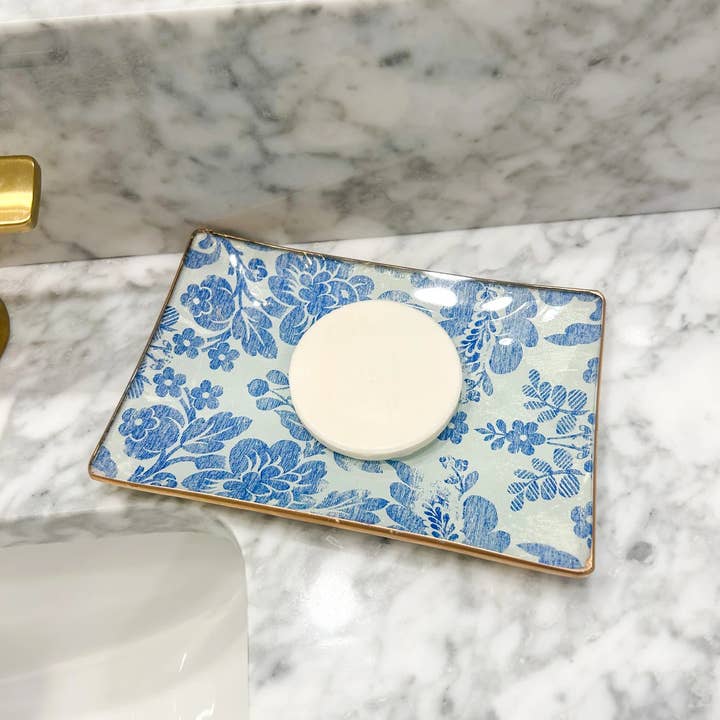 Biccara - Wholesale Decorative Tray - Blue Vintage Rectangular Glass Plates – Decoupage Collection2