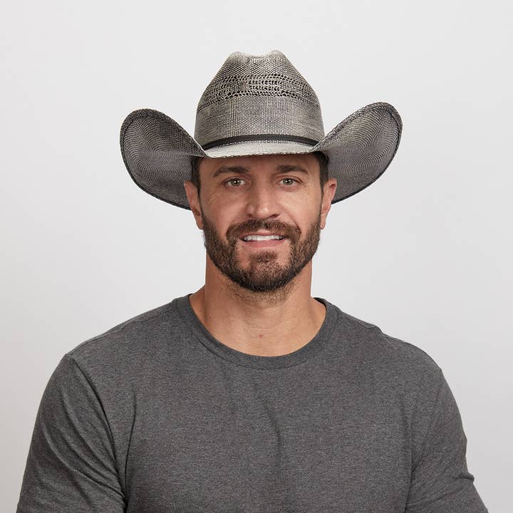 Grey Distressed Bangora Straw Hat - Style Moonwalk for wholesale on Faire
