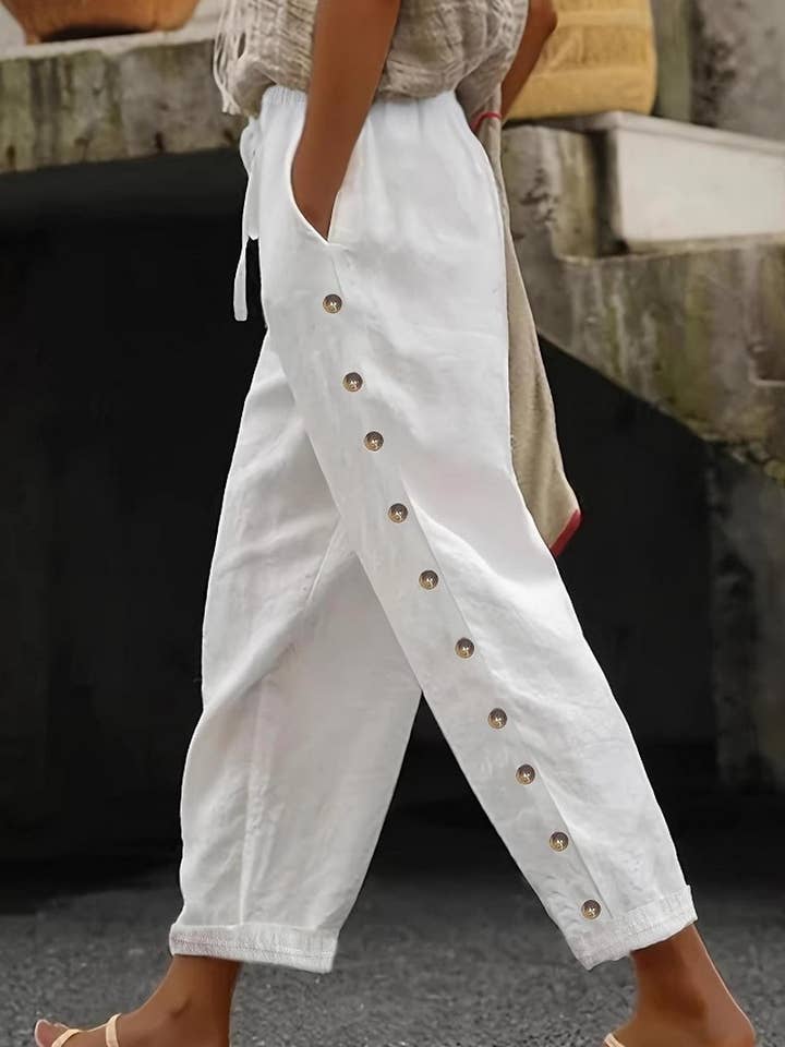 NINEXIS - Wholesale Pants - Women's - CWBLP01223_WOMEN ELASTIC WAIST LOOSE CASUAL PANTS1