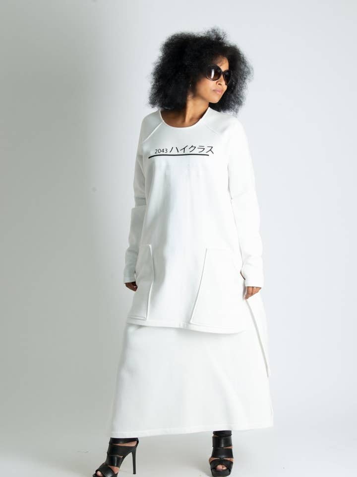 Conjunto de duas peças em branco DENIS por atacado de EUG fashion