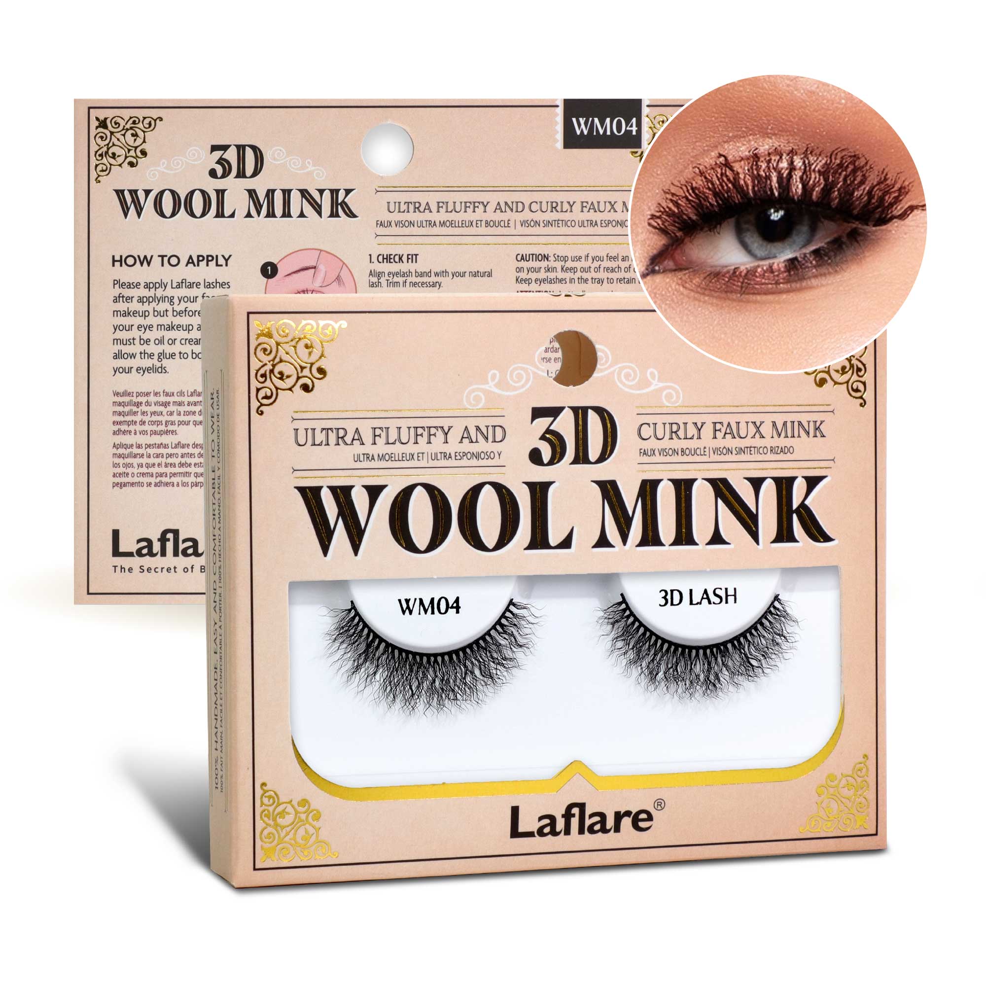 Laflare - Vente Faux cils - Cils 3D en fausse fourrure de vison bouclée en laine7