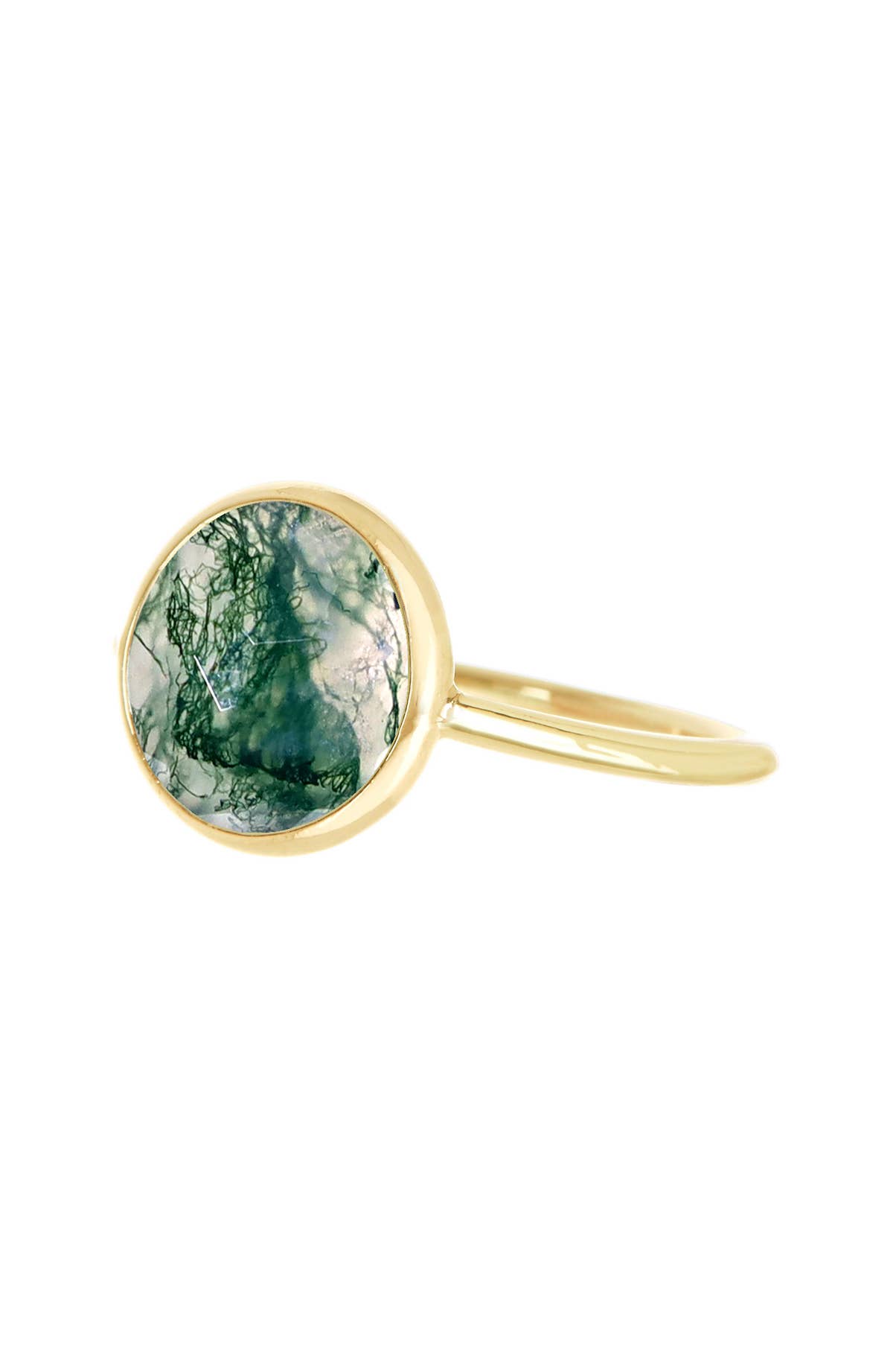 Zoey Simmons - Wholesale Cocktail/Statement Ring - Moss Agate Lollipop Ring - GF1