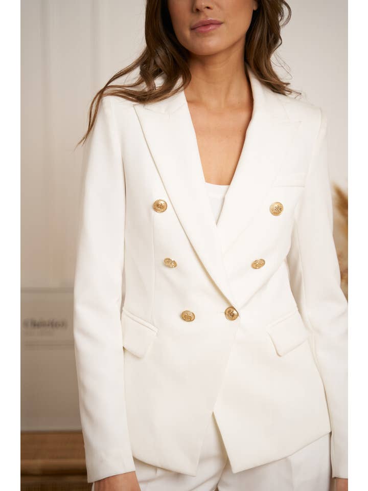 Attentif Paris – Großhandel Blazer – Damen – Attentif Paris zeitloser taillierter Blazer mit doppelreihigem Goldknopfmuster43