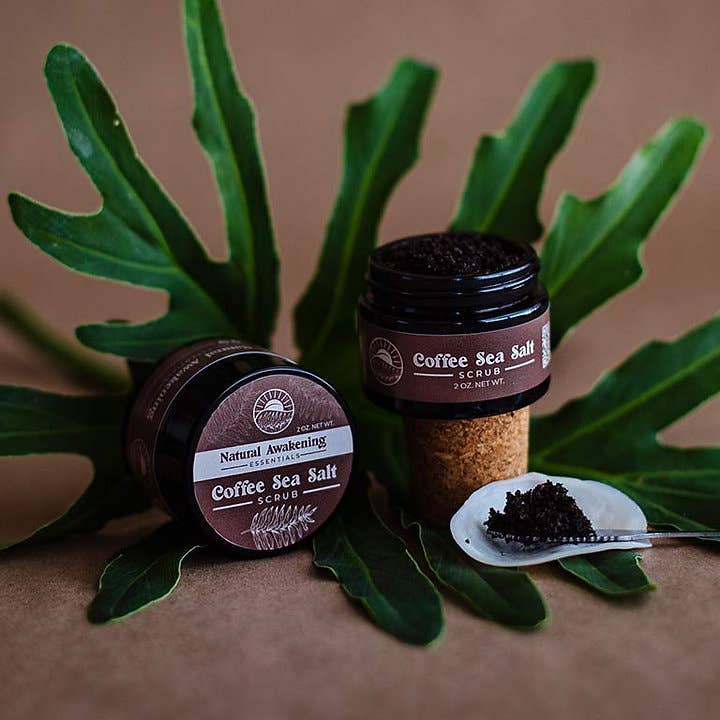 Coffee Sea Salt Scrub for wholesale by Natural Awakening Essentials