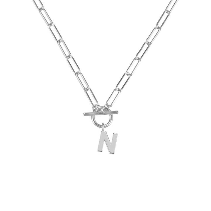 Natalie Wood Designs - Wholesale Pendant/Charm Necklace - Toggle Initial Necklace Pre-Pack, Silver15