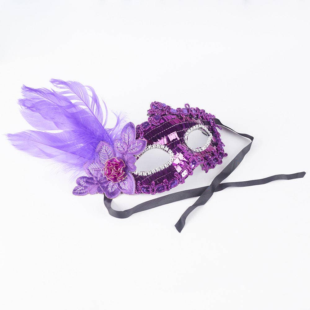 Factory Direct Craft - Vente Déguisement – femme - Masque Demi-Visage à Paillettes et Plumes - Choisir la Couleur5