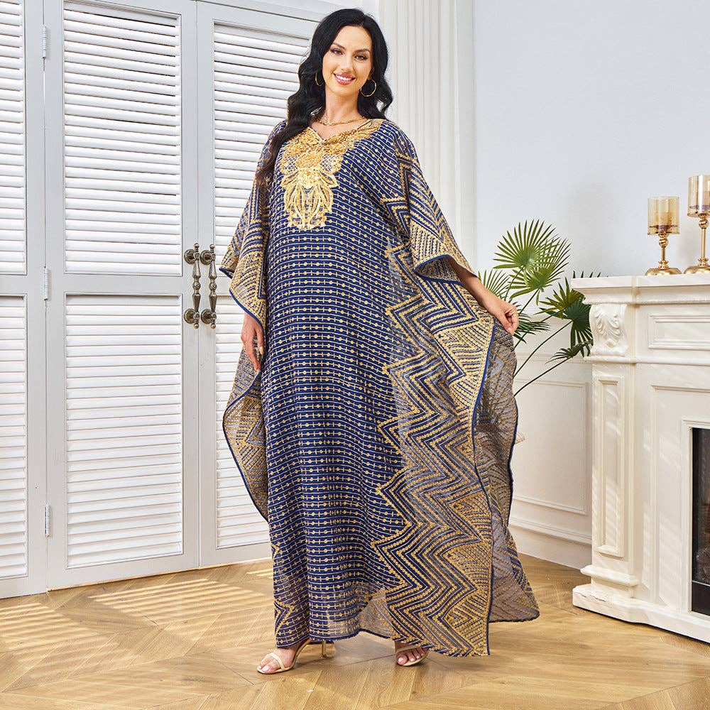 Blue 2025 NEW Dubai Abaya Dress Embroidered Elegance for wholesale on Faire22