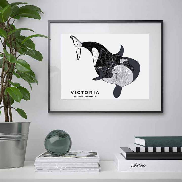 Victoria, Orca map print for wholesale by Line Point Design