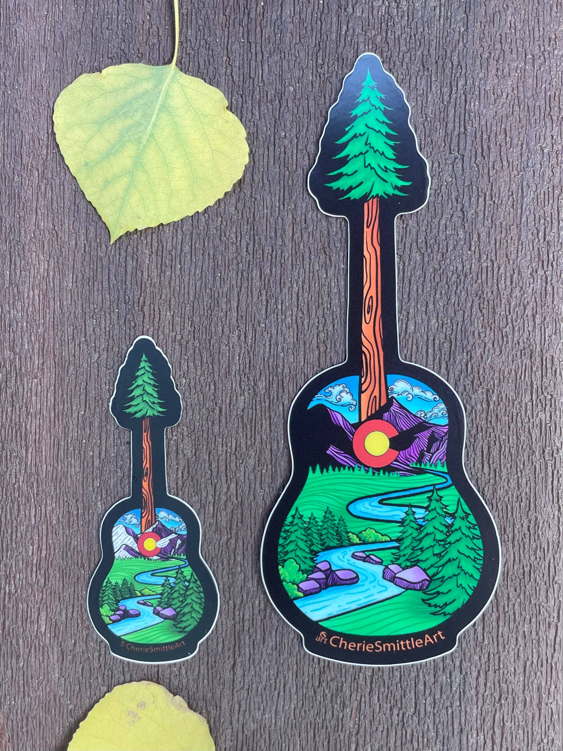 CherieSmittleArt - Wholesale Sticker - Idaho Springs CO Guitar Tree Sticker, Guitar Sticker6