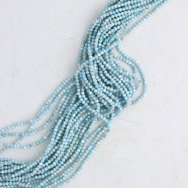 Perles à facettes Larimar 3 mm pour la vente par Mi Esperanza Minerals