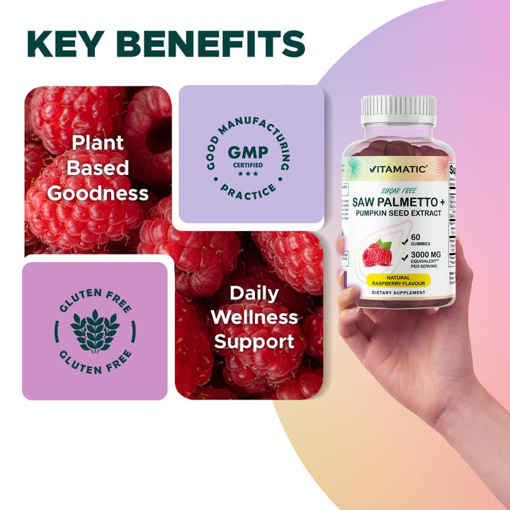 Vitamatic - Wholesale Oral Supplement/Vitamin - Vitamatic| Saw Palmetto with Pumpkin Seed |Raspberry Flavor4