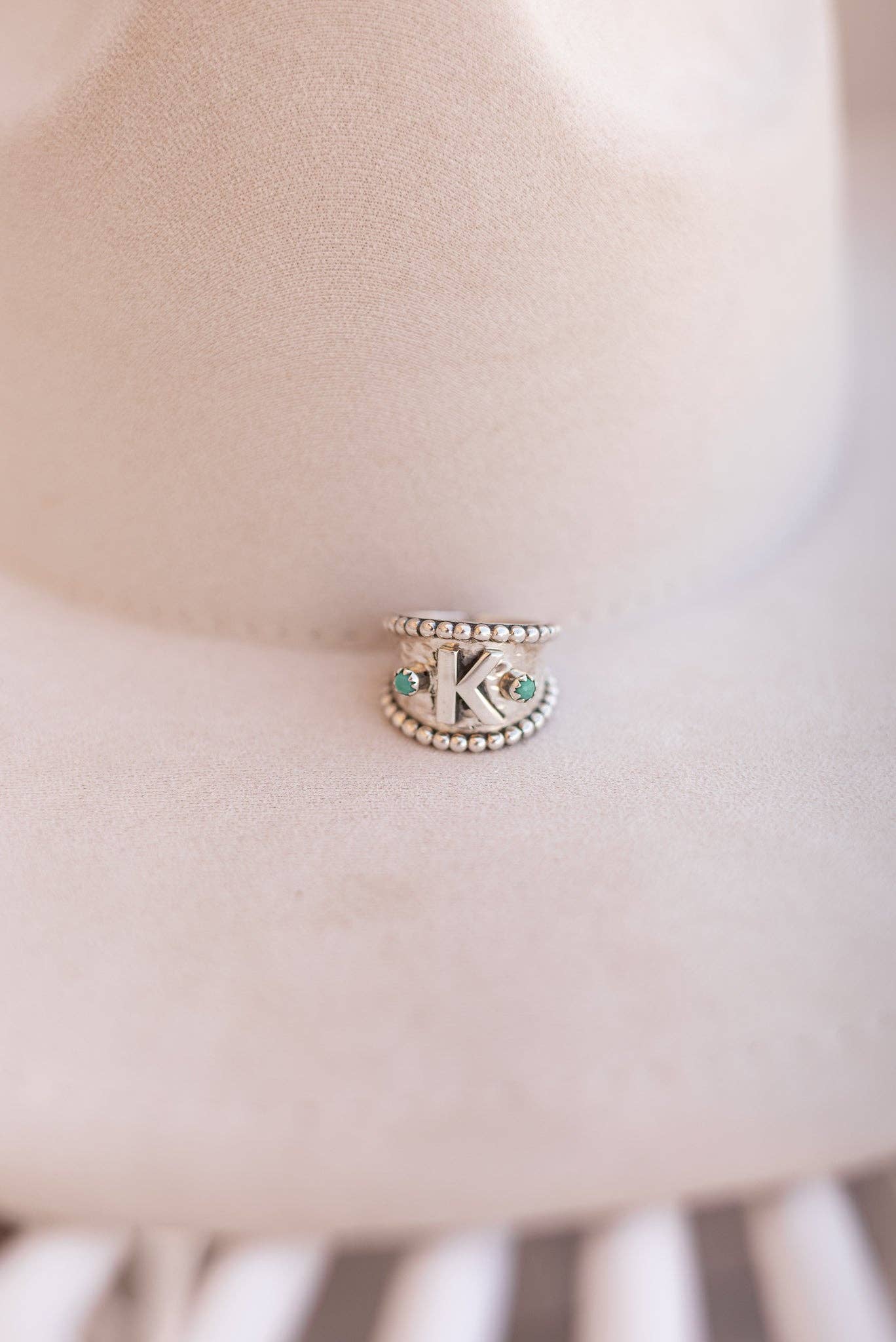 Turquoise Forever Yours Sterling Silver Initial Ring MADE TO ORDER for wholesale on Faire11