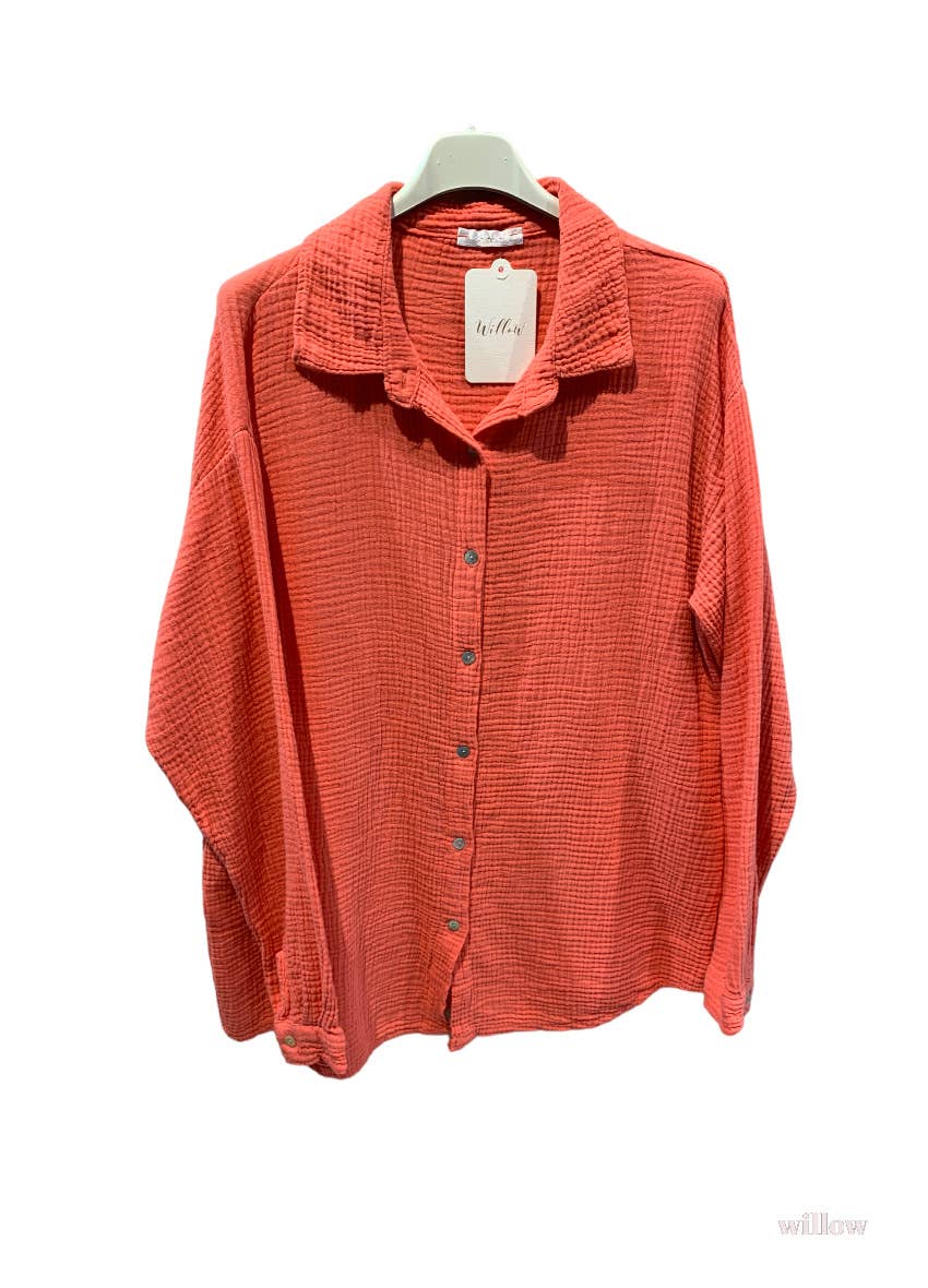 Moonsun - Wholesale Button Down Shirt - Women's - Cotton gauze shirt #303630
