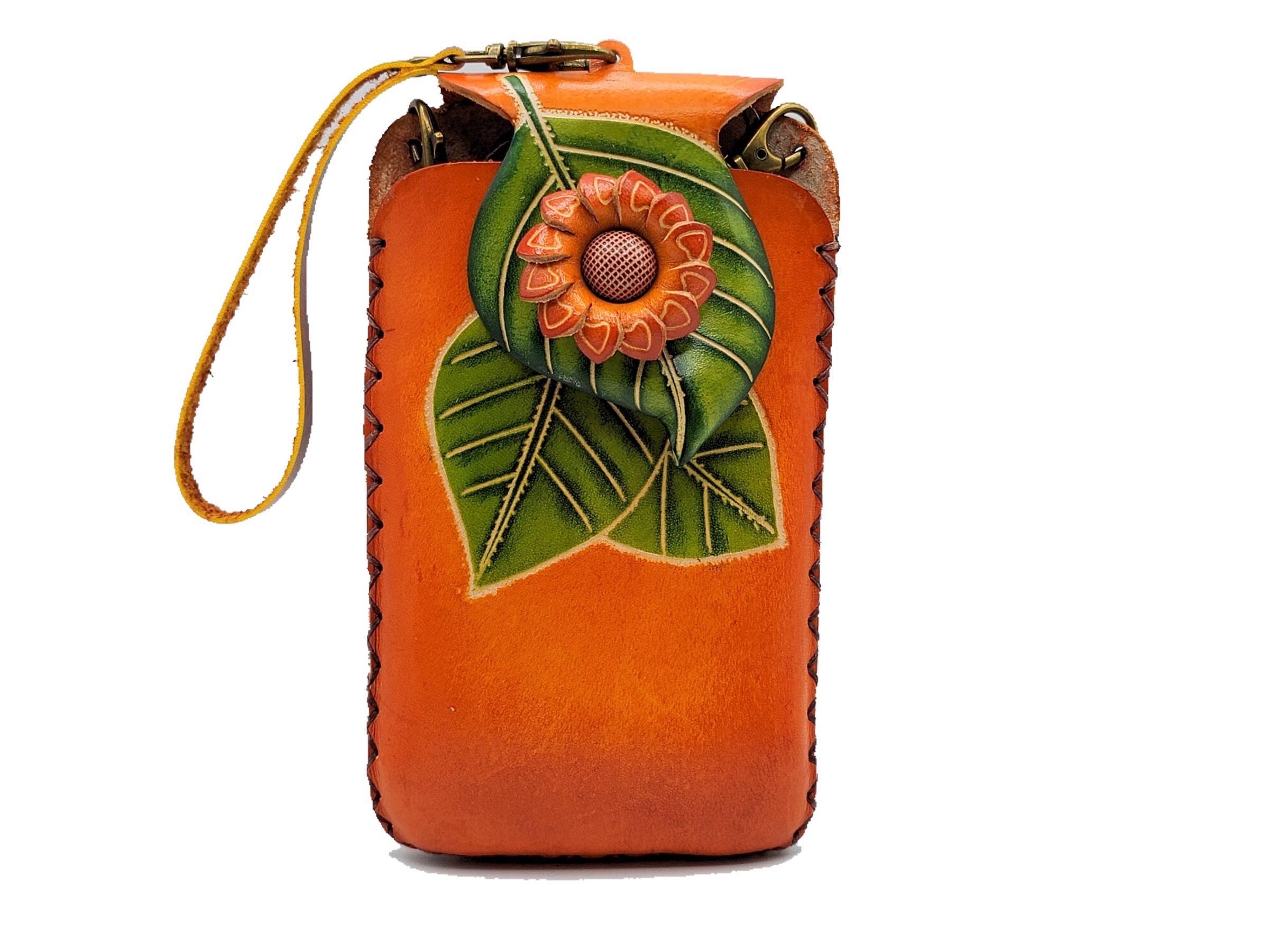 Sunflower Handmade leather inc - Wholesale Phone Wallet - Women's - Handmade leather sunflower cell phone case holder purse0