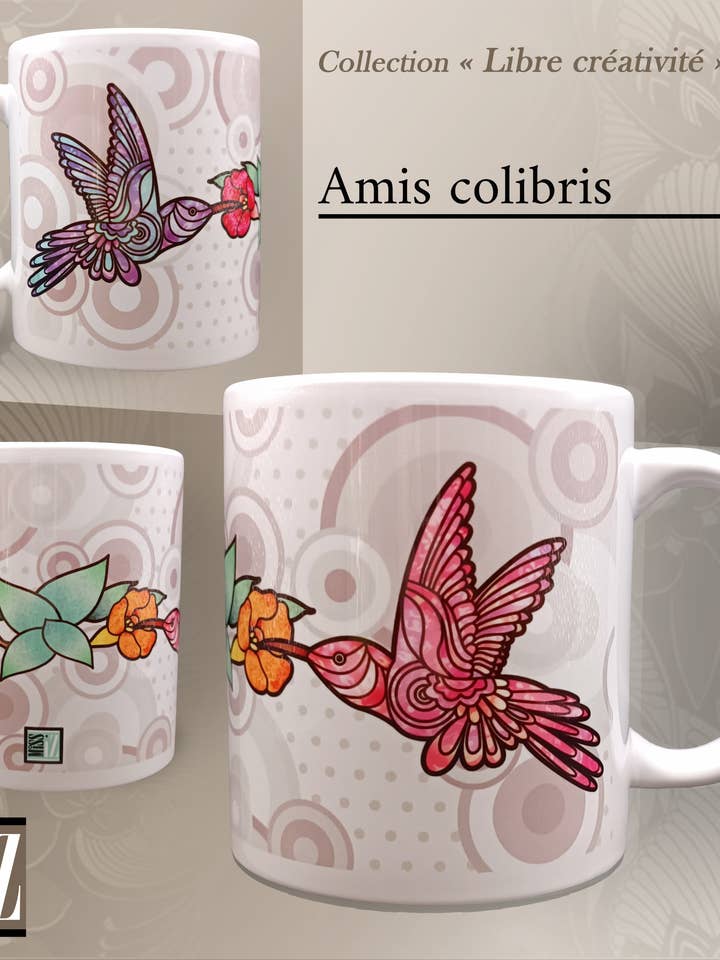 Mug - Hummingbird friends for wholesale by Miss Iz