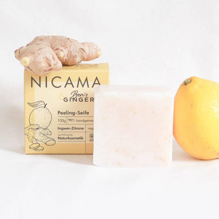 NICAMA - Wholesale Bar Soap - NICAMA x Ben's Ginger - Peeling Soap Ginger Lemon2