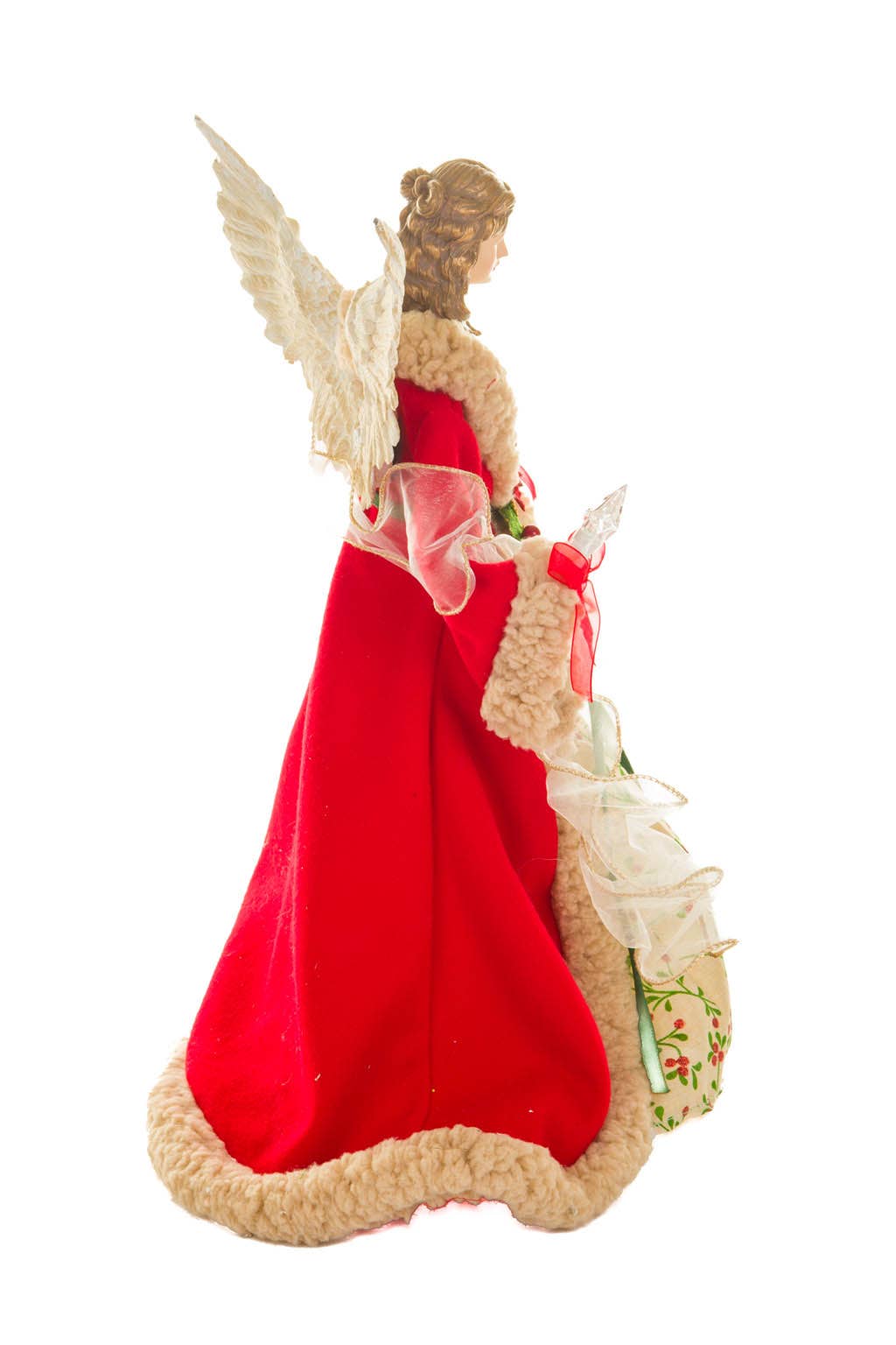 Starlight Collection - Wholesale Tree Topper - Large Red/Beige LED Chic Angel Tree Topper w/ glowing stars3