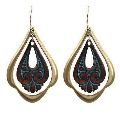 Pendientes colgantes de metal FR5019 con filigrana y filigrana en forma de lágrima para venta al por mayor de 0011 PREMIERE