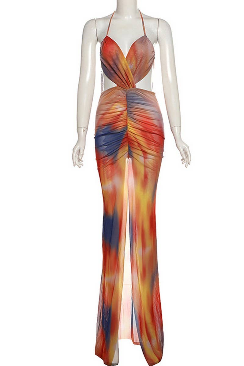 ORANGE CWDMD6431_ROBE SEXY FILLE CHAUDE À COL HALTER DOS NU AVEC LACETS en vente sur Faire8